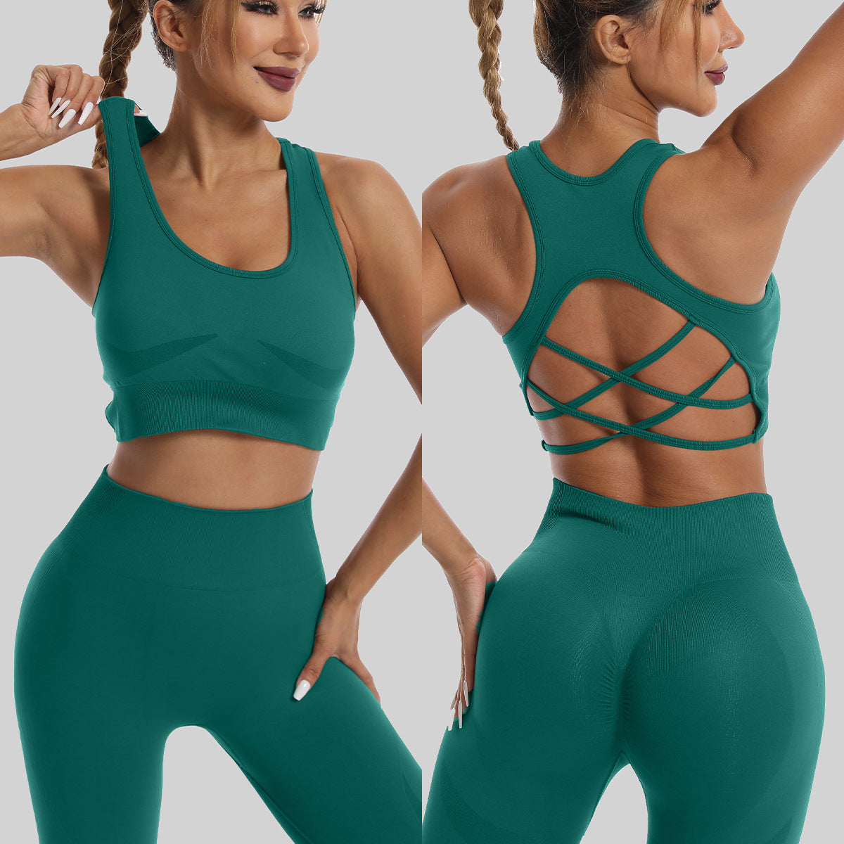 Seamless Sports Suit with Built-In Bra